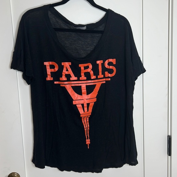 🛍️OLIVIA MOON🌙 oversize black boyfriend cut PARIS Tee - L (fits XXL) - Picture 3 of 6